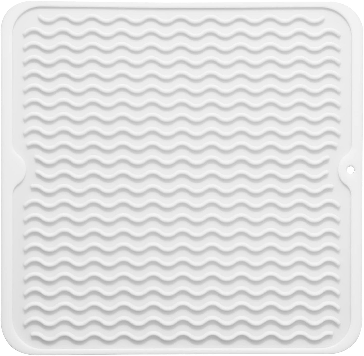 Silicone Dish Drying Mat for Multiple Usage,Easy clean,Eco-friendly,Heat-resistant Silicone Mat for Kitchen Counter or Sink,Refrigerator or Drawer liner White M 12 inches x 12 inches