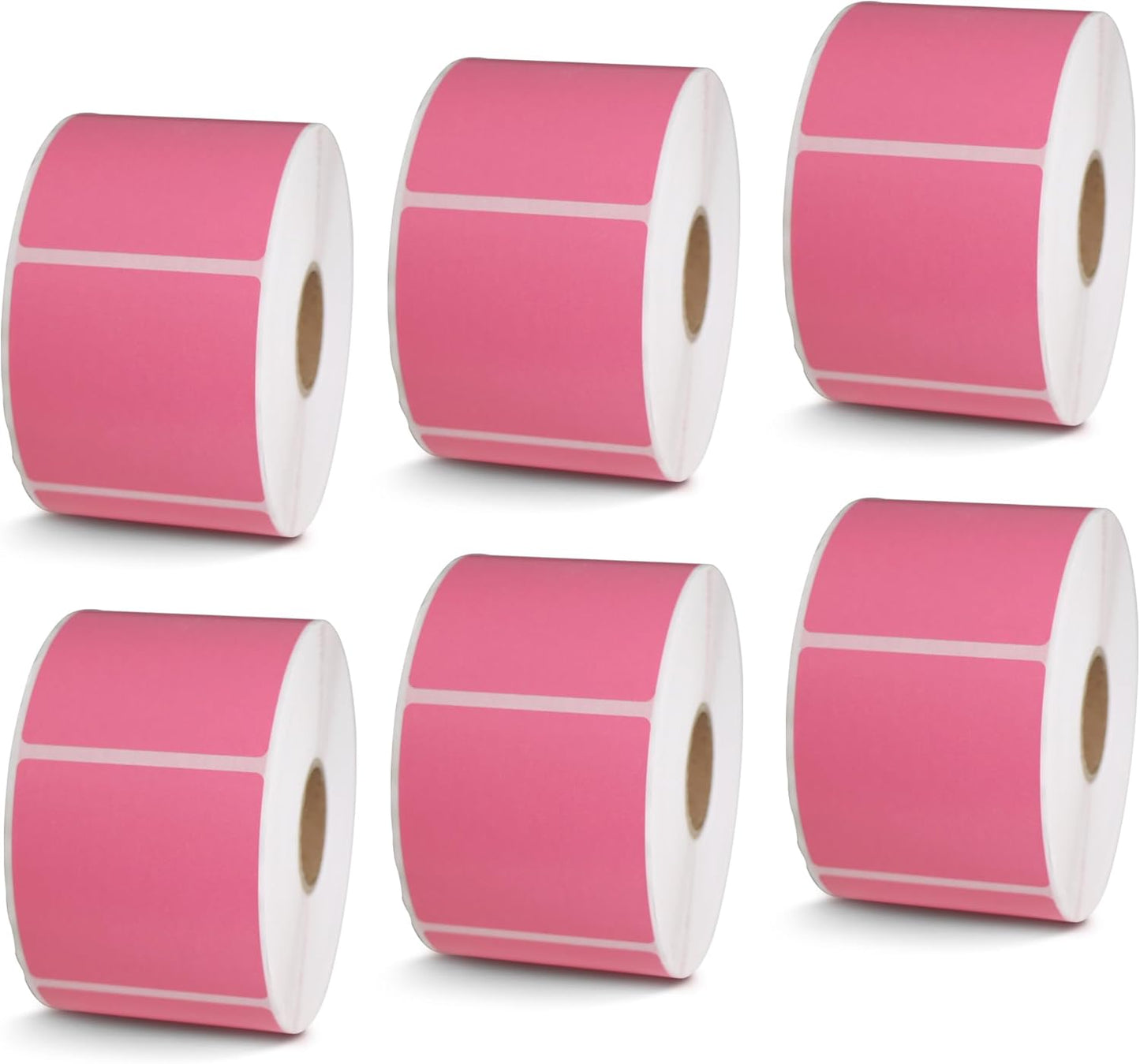 BETCKEY - 2" x 2" Square Labels Compatible with Zebra & Rollo Label Printer,Premium Adhesive & Perforated[Pink, 6 Rolls, 4500 Labels]