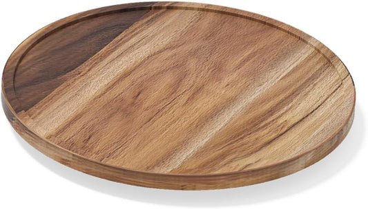 LAMU 12'' Acacia Wood Lazy Susan Organizer for Table Top, Lazy Susan Turntable for Cabinet, Kitchen, Countertop, Pantry Organization