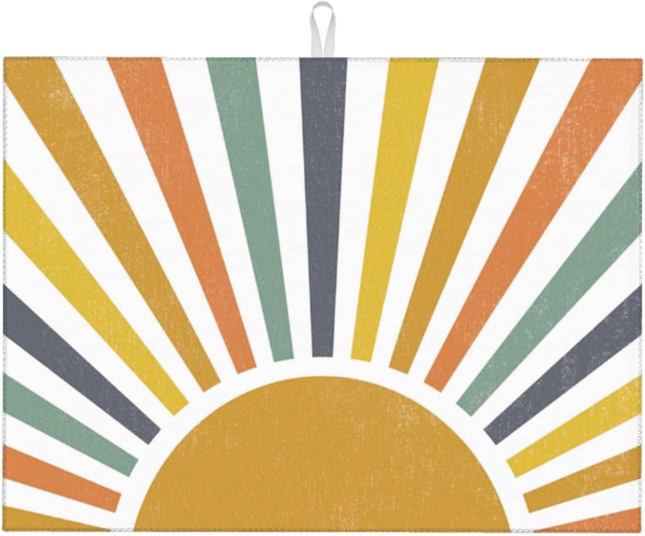 Sunshine Dish Drying Mat 18x24 for Kitchen Counter, Stripes Yellow Sun Decorative Absorbent Coffee Mat Dish Drying Pad Coffee Bar Dish Drainer Rack Mat Drainer Mat