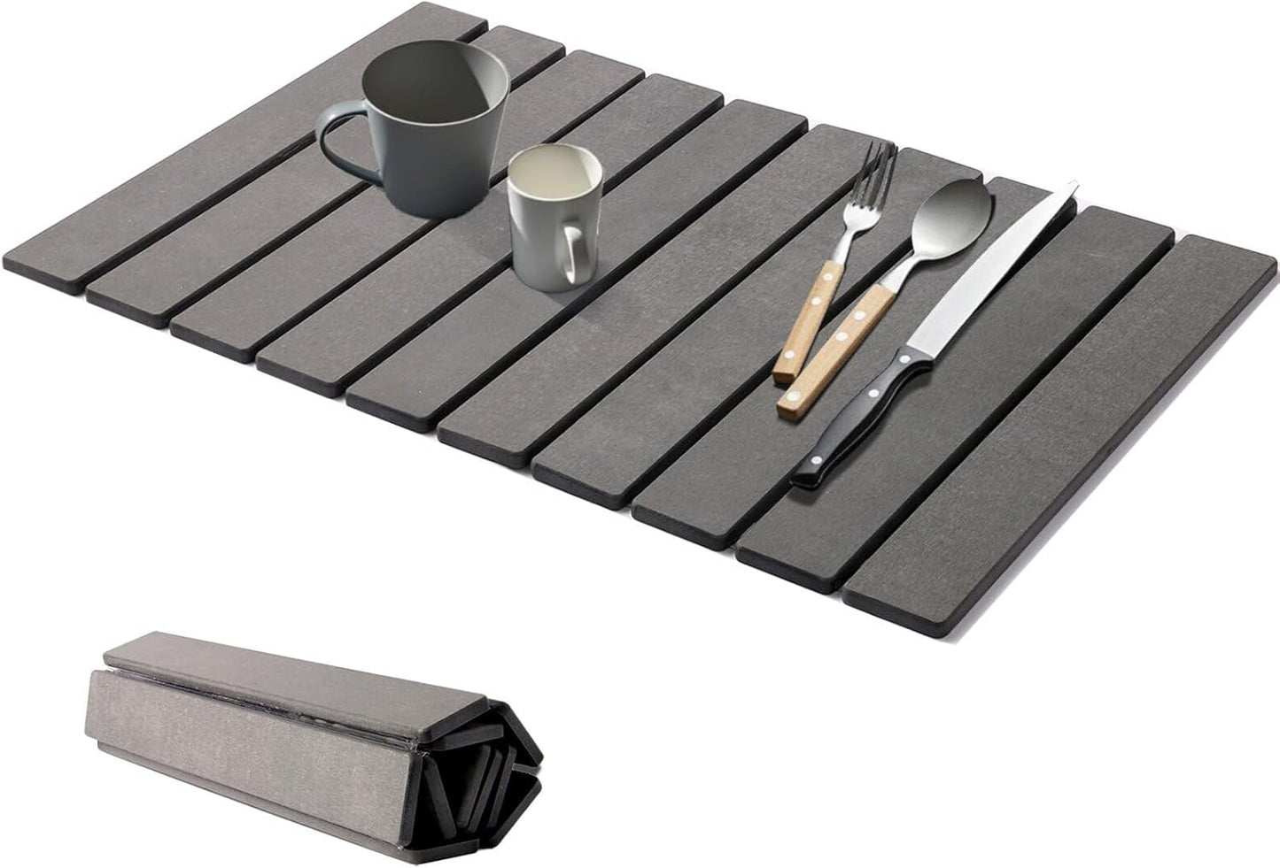 Drying Mat Stone Kitchen Counter, Foldable Stone Drying Stone for Kitchen Counter, Quick-Drying Stone Mat Dishes, Size 23.6"(L)×15.4"(W)