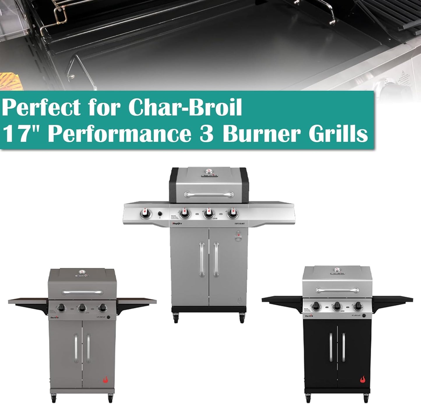 Full Size Griddle Inserts for Char-Broil Performance Convective 3 Burner Series, Flat Top Griddle for 463228622 463732823 463732623 463732923 Grill, Replace for G426-0005-W1