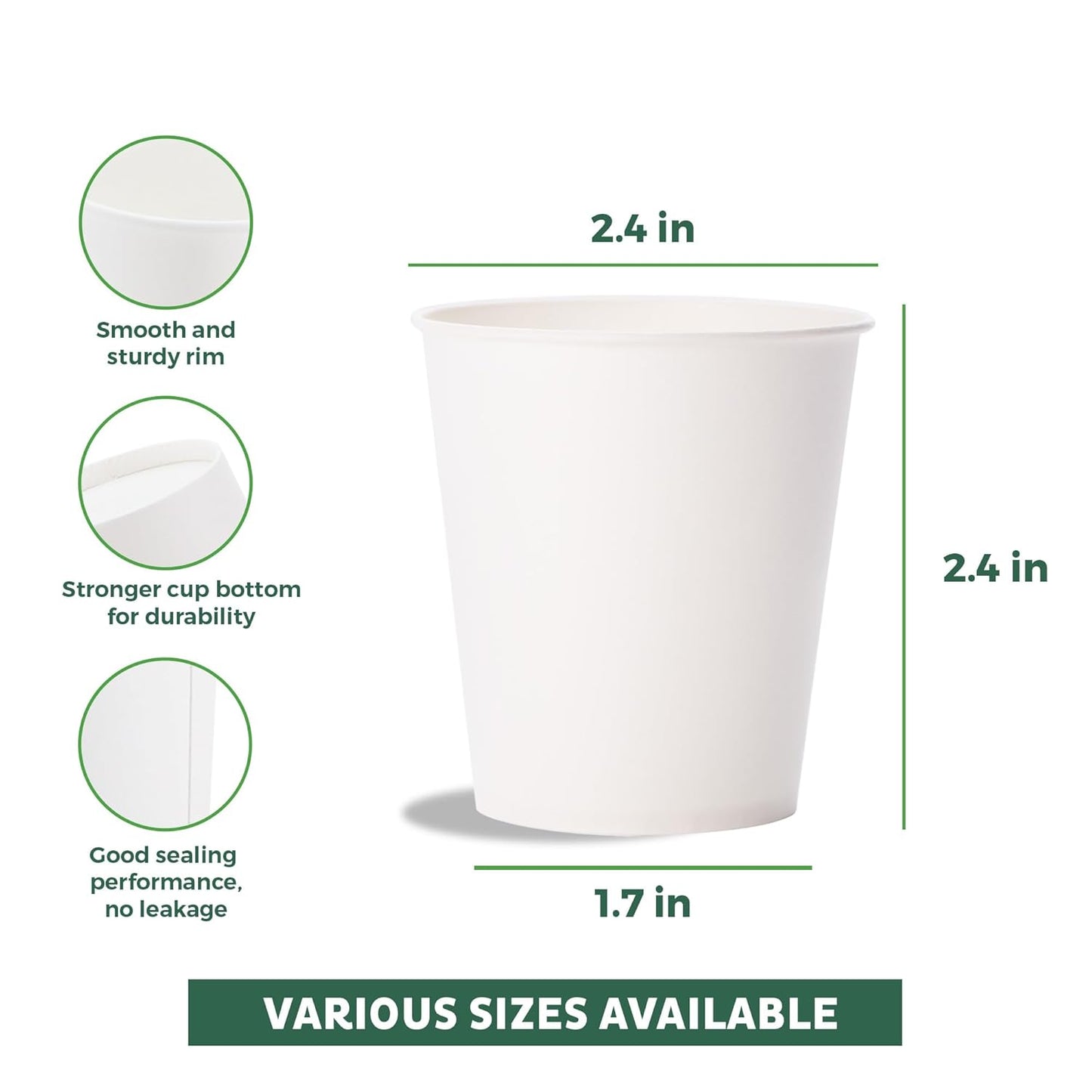 Freshware Coffee Cups 4 oz [300 Pack] Disposable Paper Cups for Mouthwash Cups, Hot Paper Coffee Cup, Ideal for Bathroom Cup