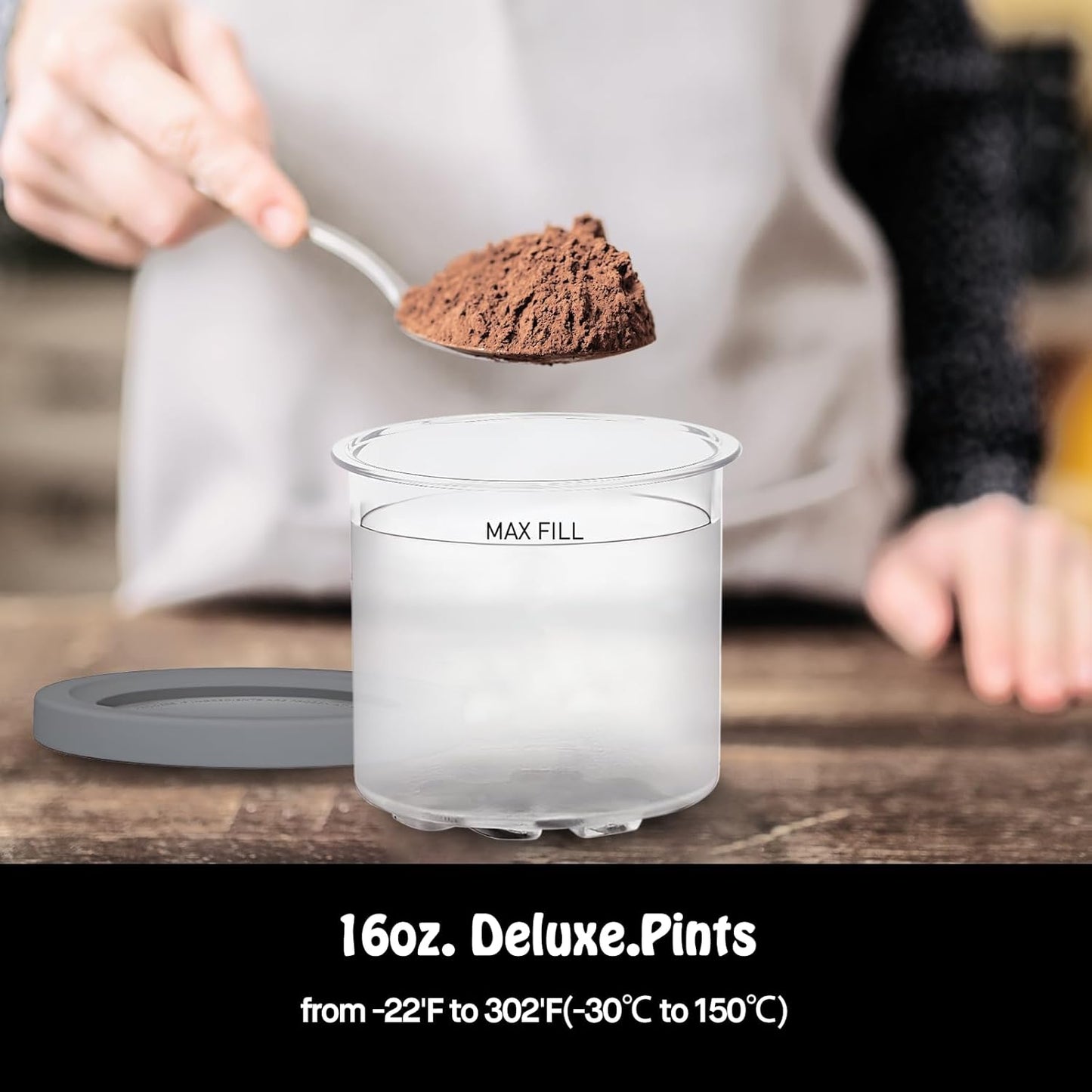 Pints and Lids for Ninja Creami NC299AMZ & NC300s Series Ice Cream Makers, BPA-Free & Dishwasher Safe, Color Lids, 4 Pack, Clear/Lime/Aqua/Grey/Pink