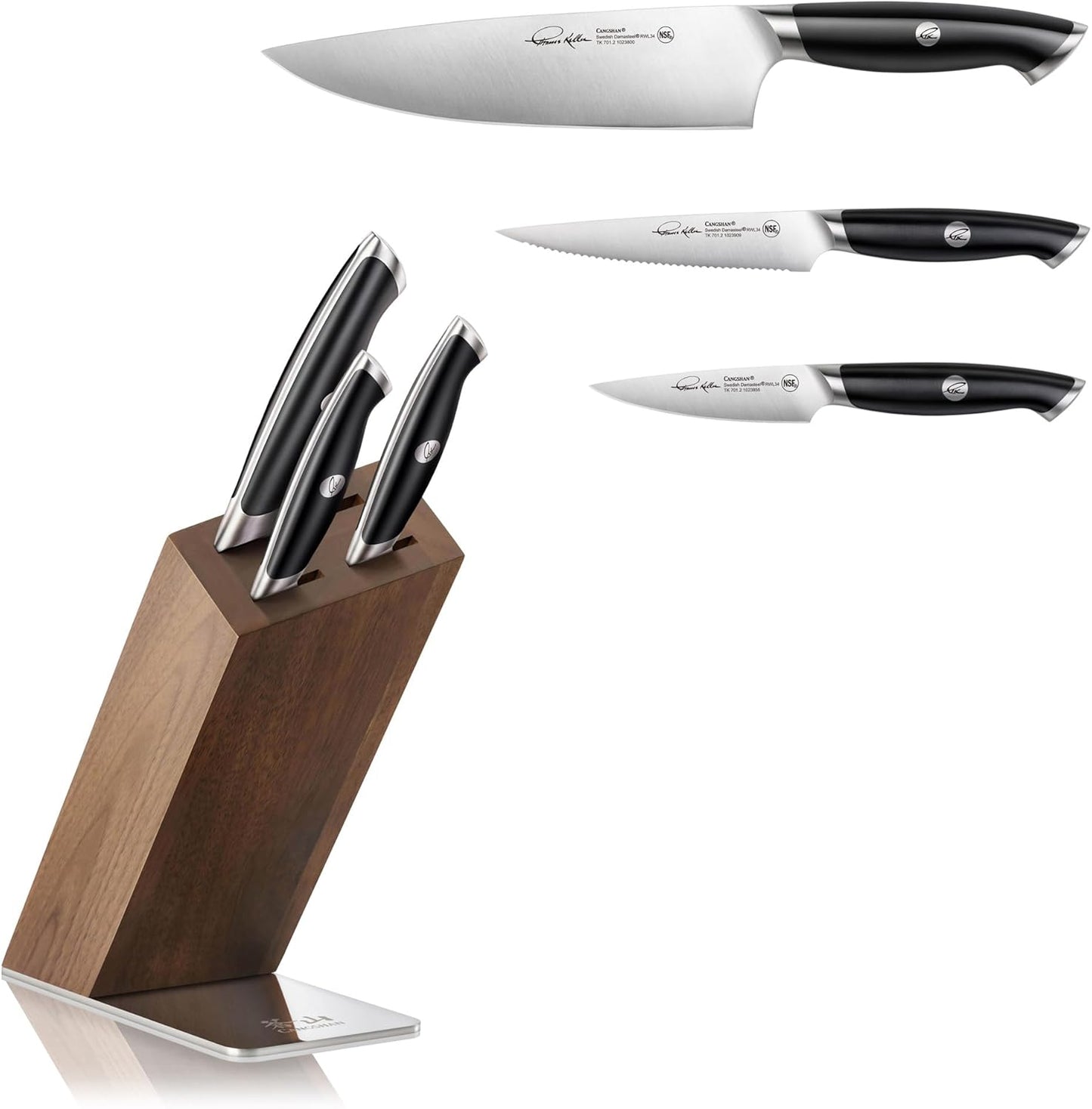 Cangshan Thomas Keller Signature Collection 4-Piece Knife Block Set, Black