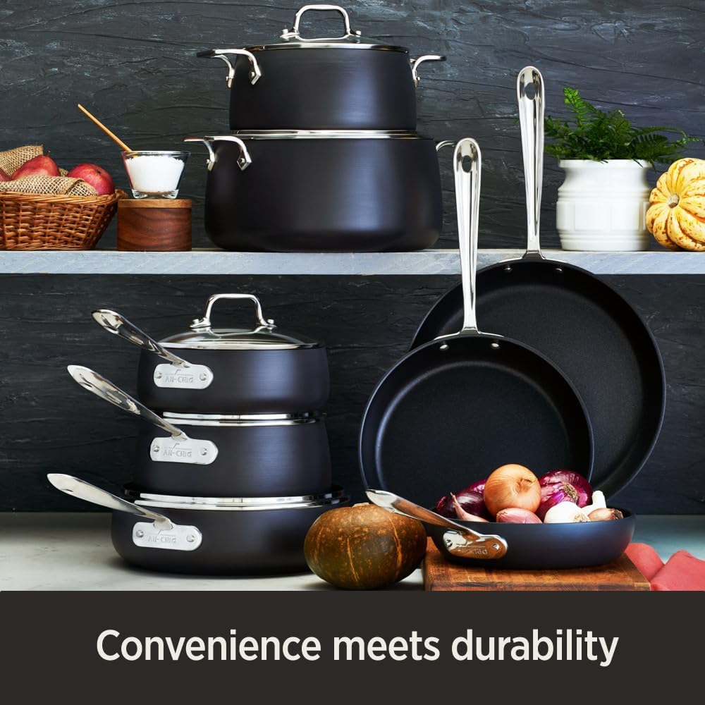 All-Clad HA1 Hard Anodized Nonstick Roaster and Nonstick Rack 13x16 Inch Oven Broiler Safe 500F Roaster Pan, Pots and Pans, Cookware Black