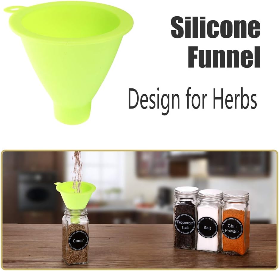 SWOMMOLY Spice Rack Organizer with 36 Empty Square Spice Jars, 396 Spice Labels with Chalk Marker and Funnel Complete Set, for Countertop, Cabinet or Wall Mount, Black