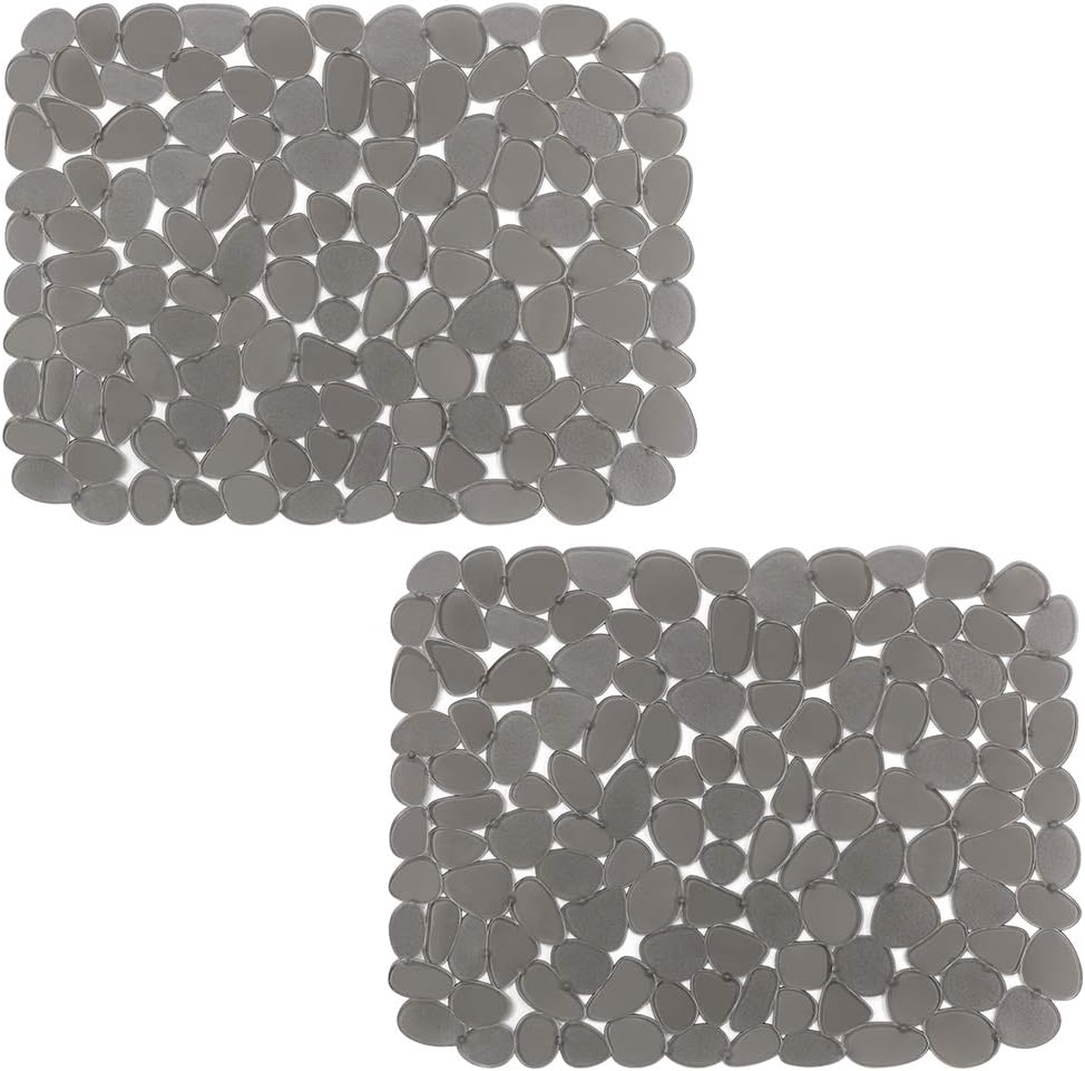 OTHWAY 2Pcs Kitchen Sink Mats, 15.7" x11.8" Scratch Free Sink Protector for Stainless Steel/Porcelain Sink, Pebble Design Quick Drain Dish Drying Mat, a Nice Touch for Your Kitchen