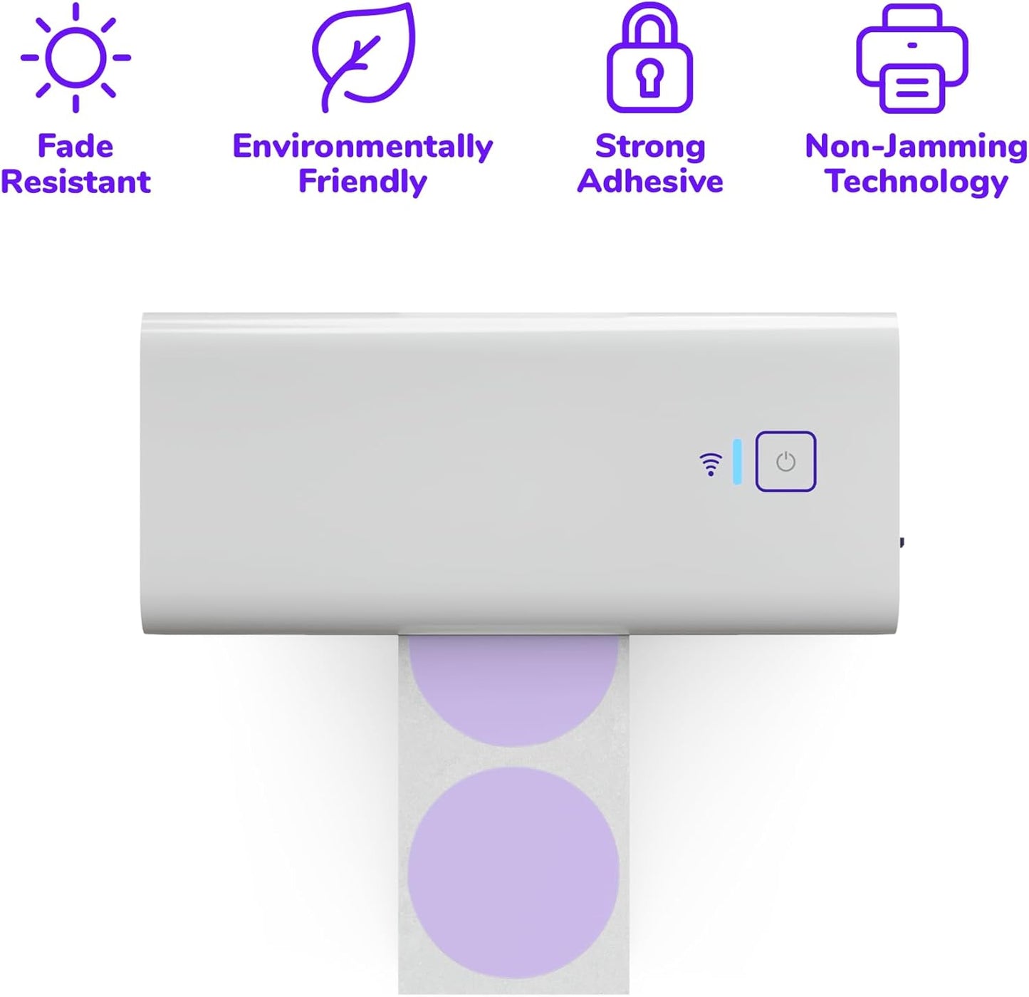 Rollo Circle Thermal Labels 2 Inch - Roll of 1,000 Round Sticker Labels - Multi-Purpose Direct Thermal Printer Stickers 2x2 (Purple)