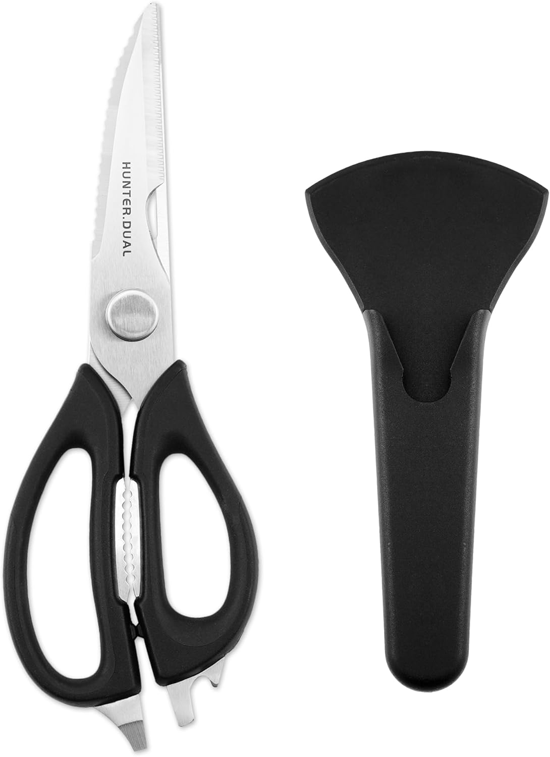 Kitchen Scissors for Food, HUNTER.DUAL Heavy Duty Come Apart Poultry Shears for Cooking, All Purpose for Cutting Chicken, Meat, Fish & Vegetables (Black, 8.97 Inch)