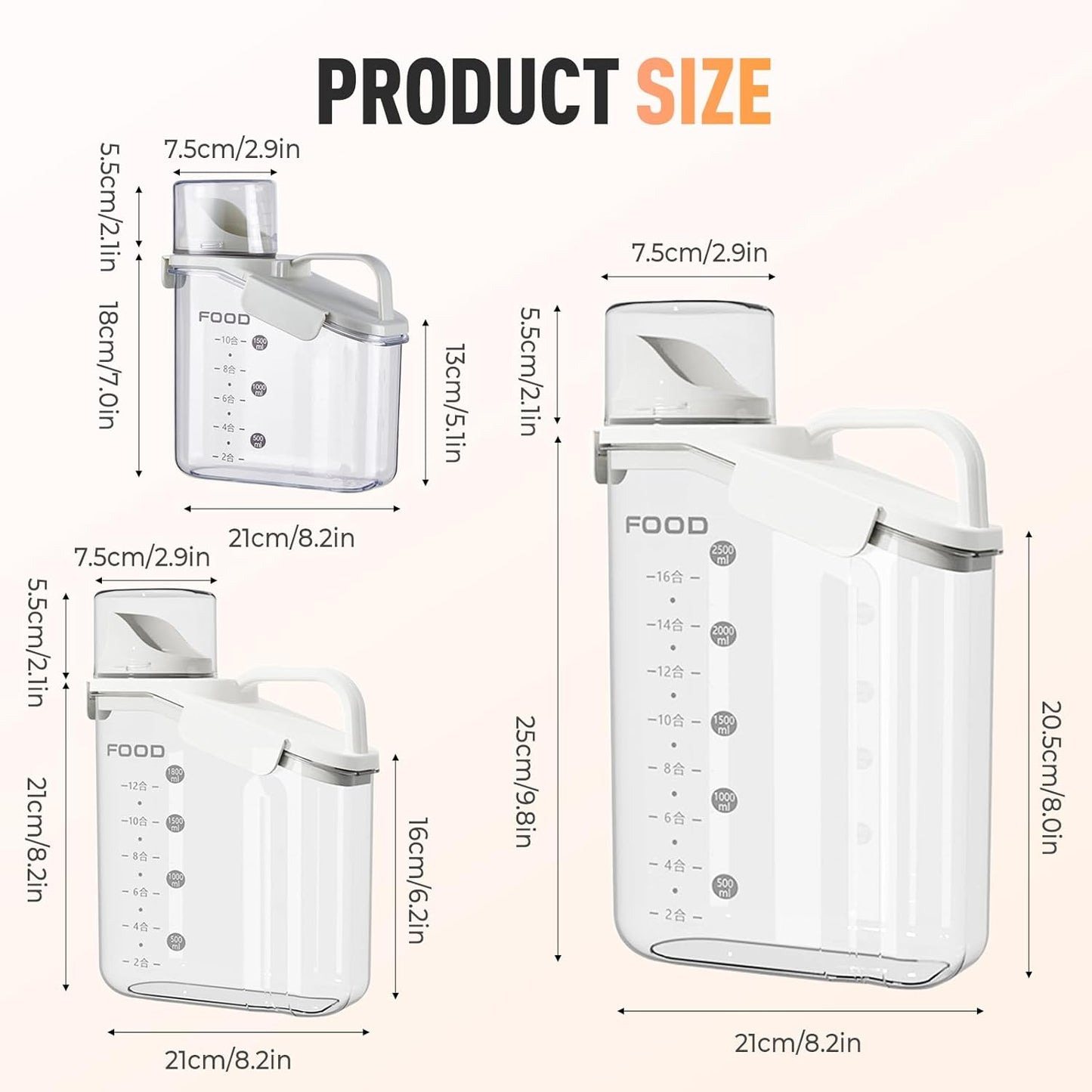 Clear Airtight Food Storage Containers, Transparent Cereal Dry Food Storage with Pouring Spout, for Flour, Sugar and Cereal (54oz Blue)