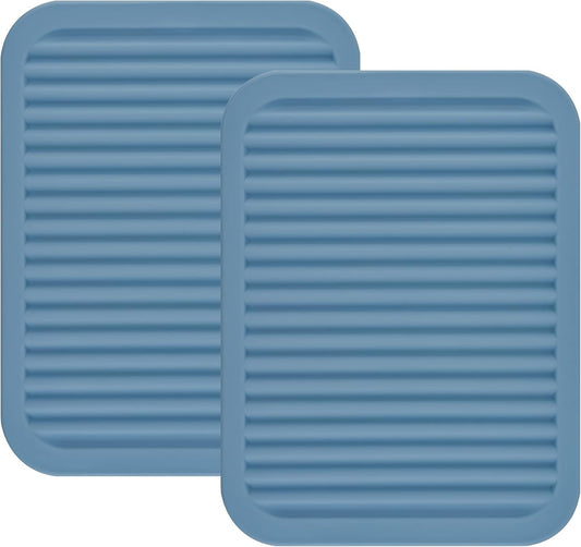 Smithcraft Silicone Trivets Mats for Hot Dishes and Hot Pots, Hot Pads for Countertops, Tables, Pot Holders, Spoon Rest Small Drying Mats Set of 2 Many Colors for Your Choose (Grey Blue)