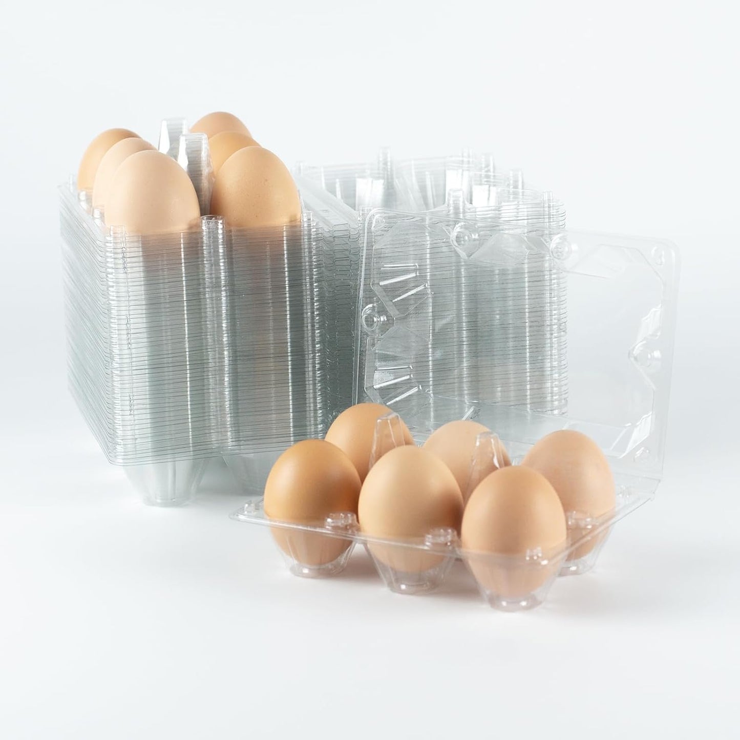 50 Pack Egg Cartons Cheap Bulk, Plastic Egg Cartons 6 Count, Reusable Chicken Egg Tray Holders for Home Market Farm Ranch (2x3 Grids)