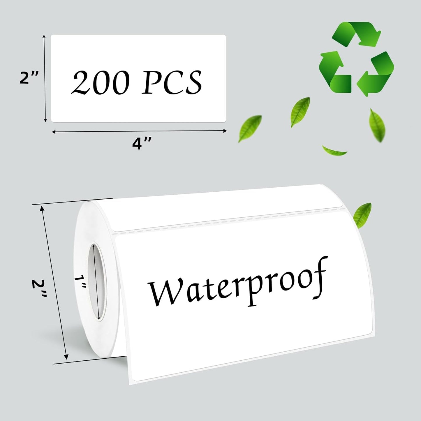 White Thermal Labels 2x4 Inch, Direct Thermal Stickers Label, Self-Adhesive Thermals Printer Sticker Labels, Water & Oil Resistant & Anti-Scratch, Perforation Line Design- 200Pcs