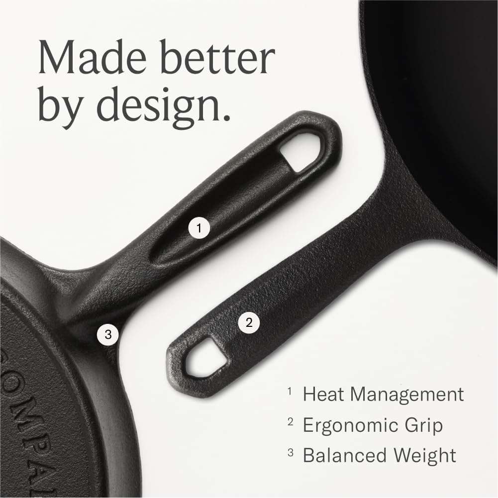 Field Company Starter Set – 10-Inch Cast Iron Skillet No.8 with Cleaning Kit: Natural Fiber Brush, Chain Mail Scrubber & Organic Seasoning Oil – Lightweight, Preseasoned, Made in USA, Vintage Design