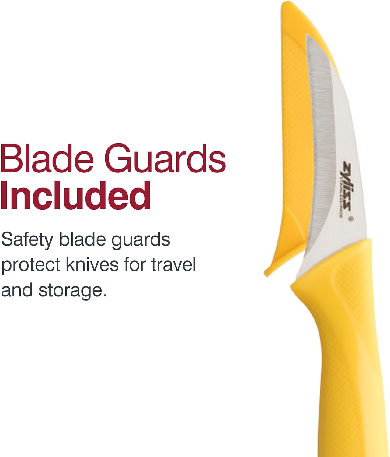 Zyliss 6 Piece Knife Value Set - Kitchen Knife Set with Sheath Covers - Chef's, Santoku, Utility, Serrated Paring, Paring & Peeling Knives - Stainless Steel