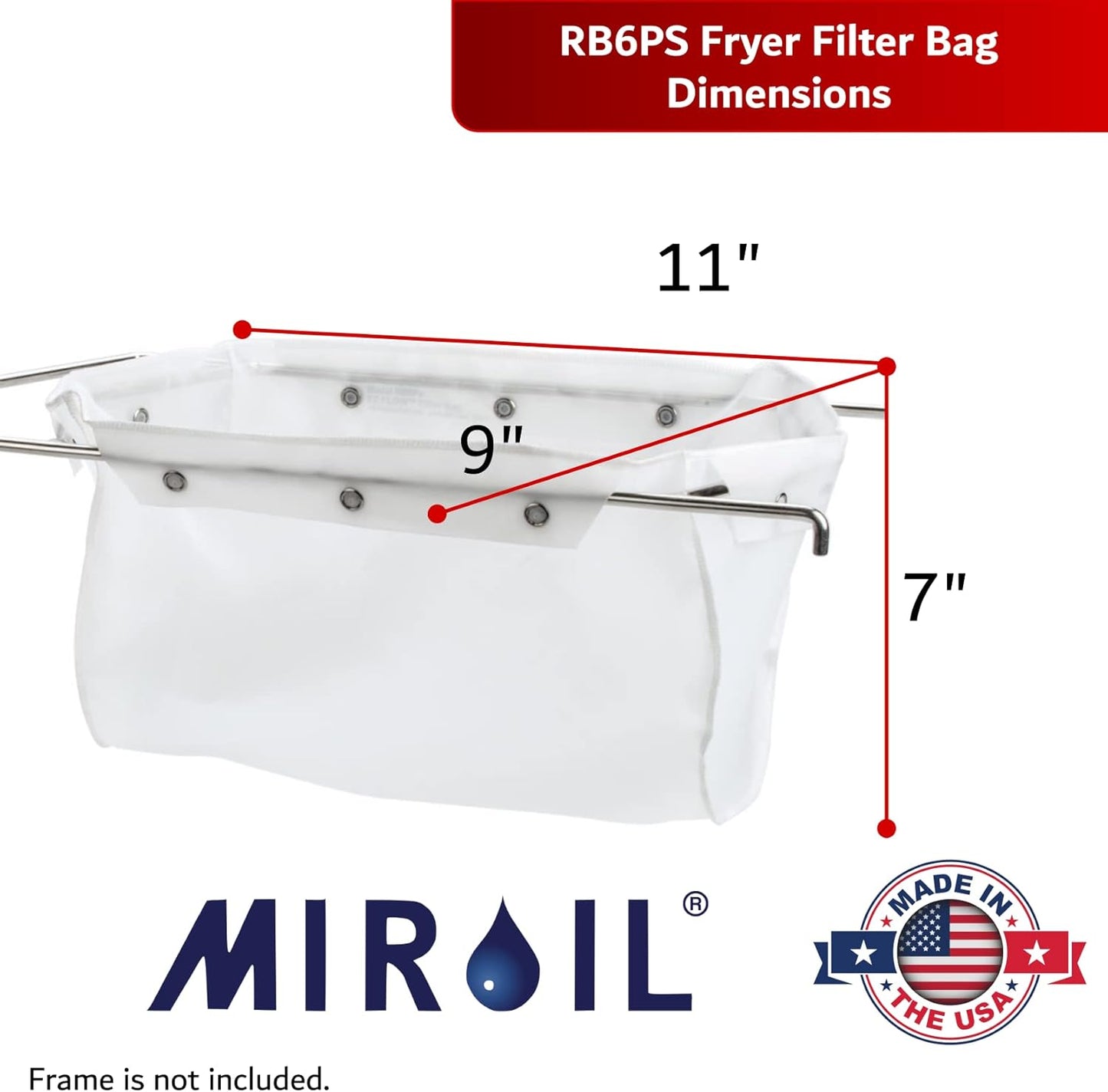 MirOil RB6PS EZ Flow Oil Filter Bag, Maintain Quality & Taste of Fried Food, Reduce Contaminants, Polish, Extends Life of Hot & Cold Cooking Oil Filter Bag for Kitchen, Restaurant(Frame Sold Separate)