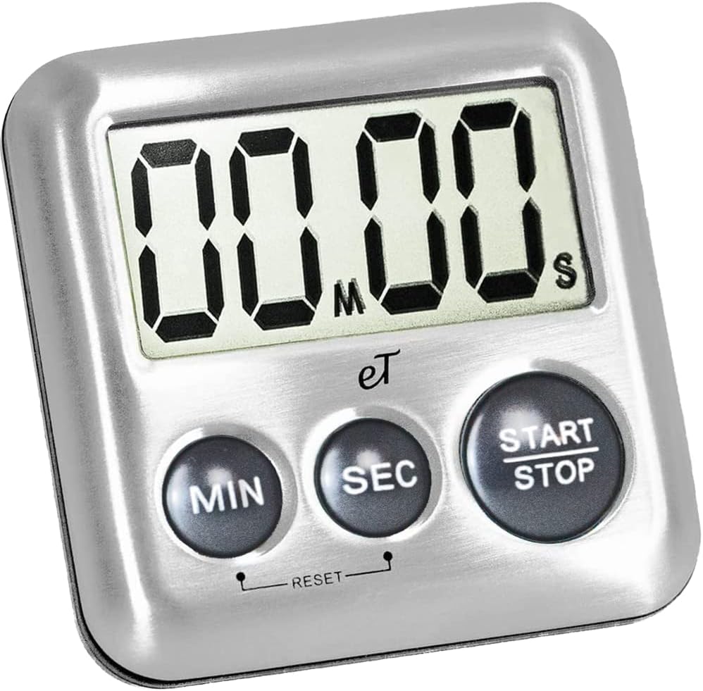 Elegant Digital Kitchen Timer Stainless Steel - Variety 8 Pack - Strong Magnet - Loud Alarm - Large Display - Auto Memory - Auto Shut-Off - (2 Each Silver, Lime, Plumberry, Charcoal 8-Pack)