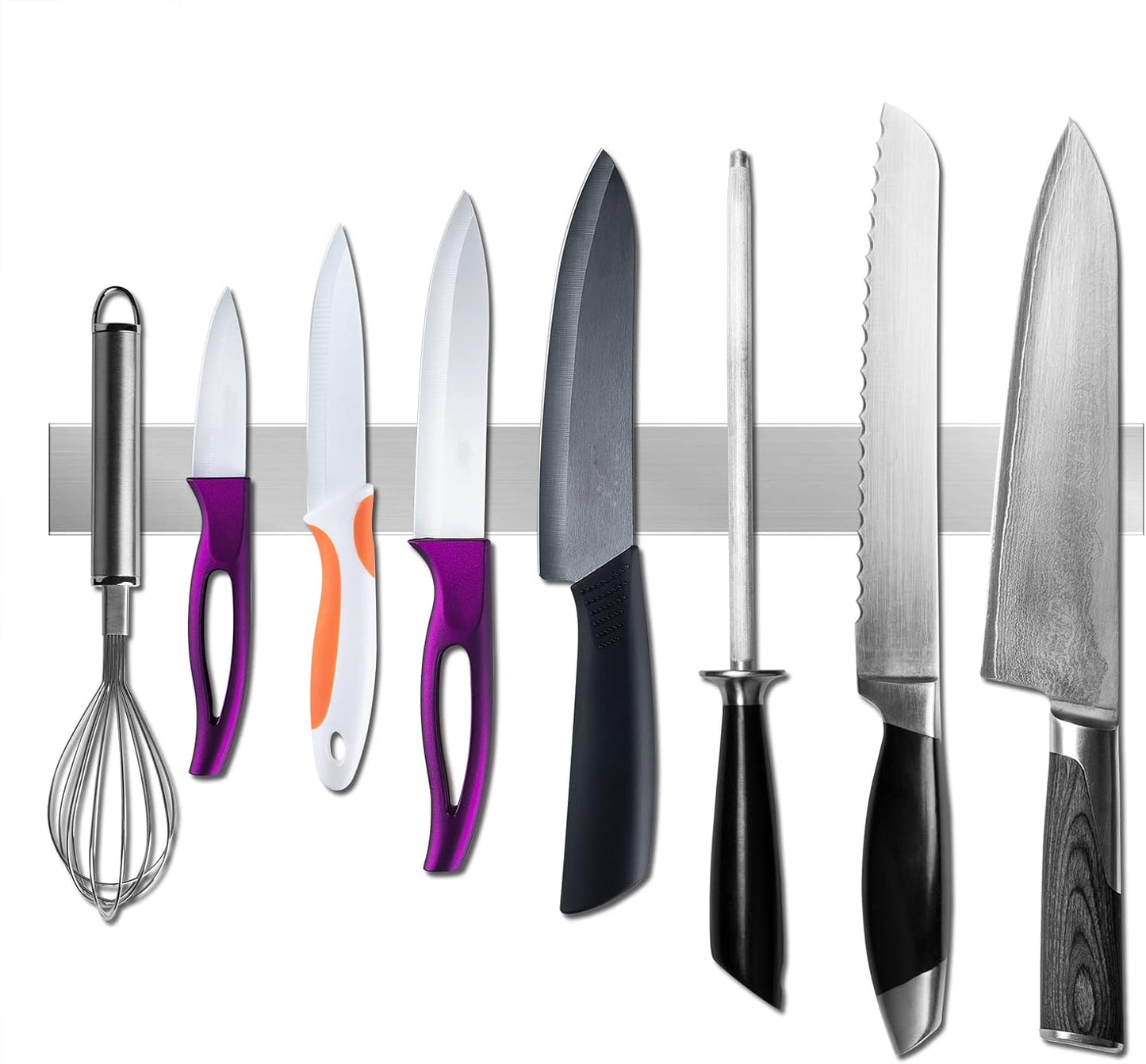 Magnetic Knife Holder for Refrigerator - Larger 17'' Kitchen Strong Magnet Double Sided Stainless Steel Knife Holder Strip for Wall No Drill - Magnetic Knife Rack Wall Mount