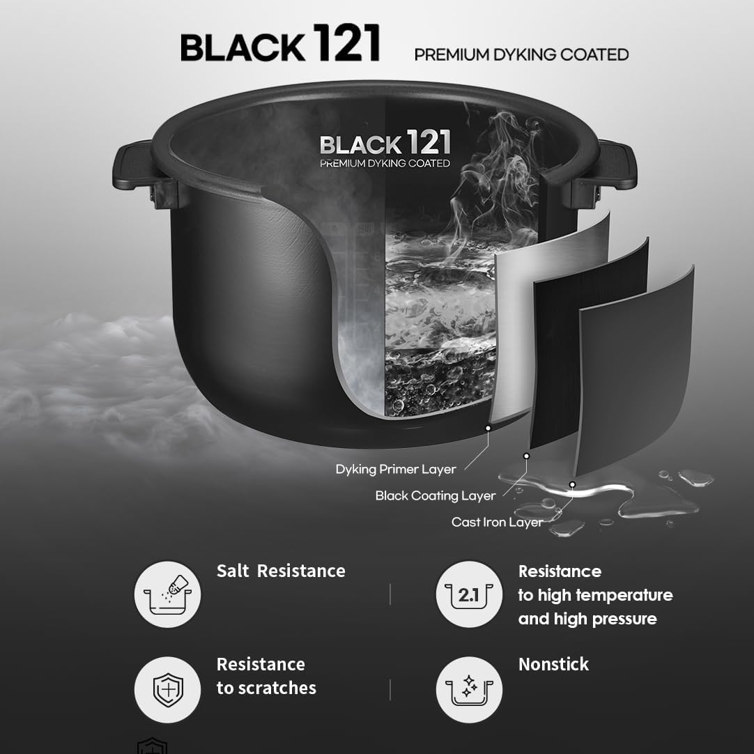 CRT-RPK0640IUS 6 CUP (1.2 quarts): 6 person serving | Expertly Crafted for Multi Grain Cooking |2.1 Ultra High-Pressure Induction Heating IH Rice Cooker | Full Stainless Power Lock System | Auto Steam Clean | Voice Guide | Made in Korea