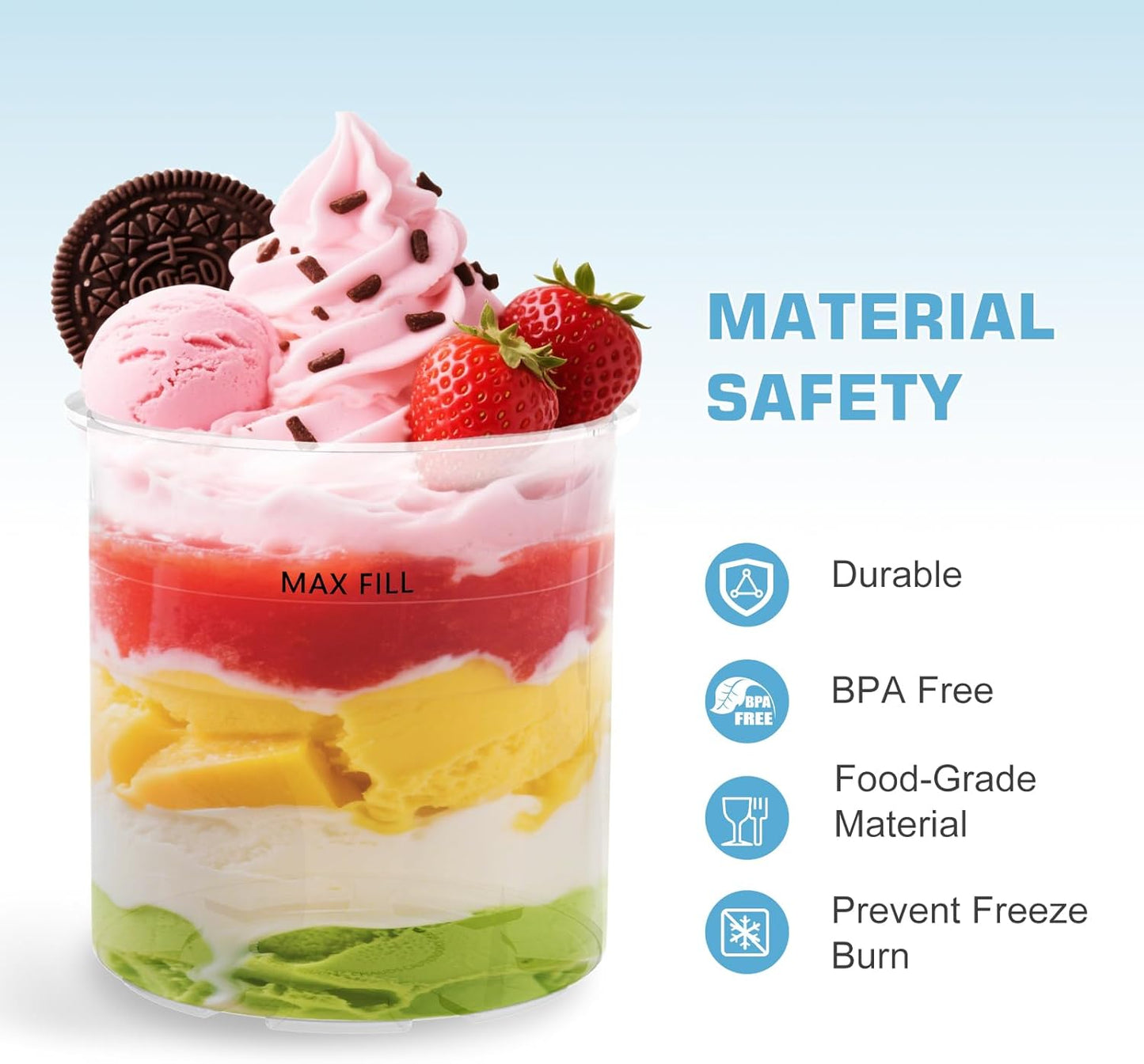 Containers Replacement for Ninja Creami Pints and Lids - 4 Pack, 16oz Pints Compatible with NC301 NC300 NC299AMZ Series Ice Cream Maker - Dishwasher Safe, Leak Proof Lids Pink/Mint/Grey/Blue