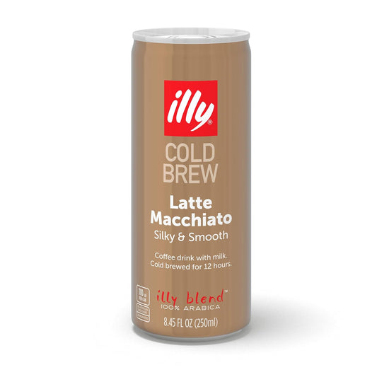 illy Ready To Drink Coffee – Latte Macchiato Cold Brew Cans - 100% Arabica - Smooth & Refreshing Taste - Convenient, Easy to Carry Drink with Milk – 8.5 oz., 12 Pack