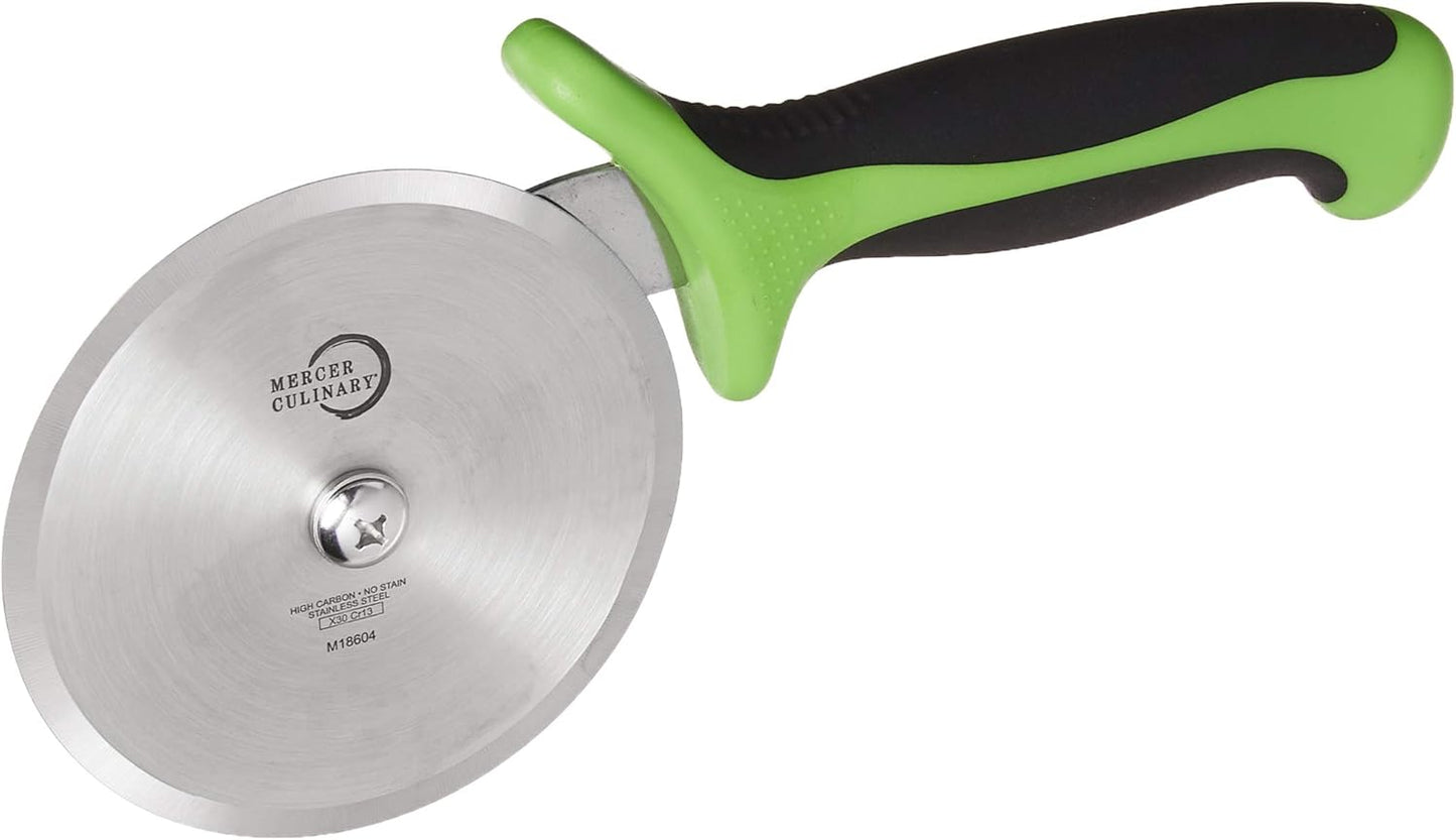 Mercer Culinary MillenniaPizza Cutter with Green Handle, 4 Inch Wheel, Stainless Steel