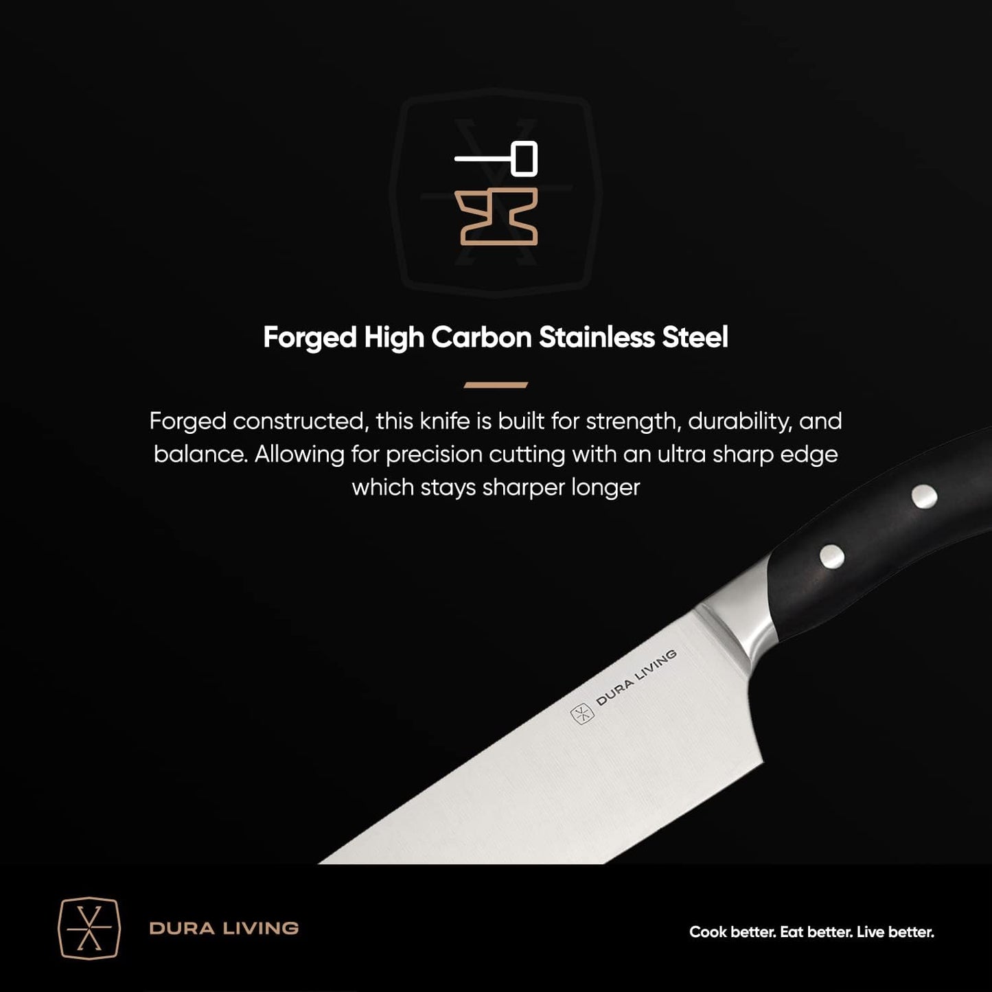 8-Inch Chef Knife – Ultra-Sharp German High Carbon Stainless Steel, Full Tang, Ergonomic Handle, Multipurpose Kitchen Knife for Chopping, Slicing, and Dicing, Black