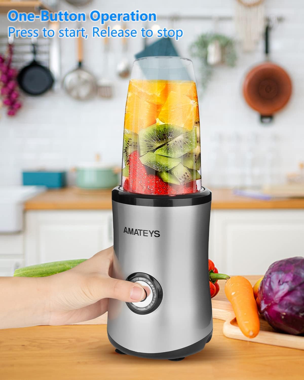 Personal Blender with Button,350W Professional Kitchen Blender for Smoothies and Shakes,Portable Smoothie Maker Mixer,Easy Cleaning&Operation,Suitable for Carrying or Storage