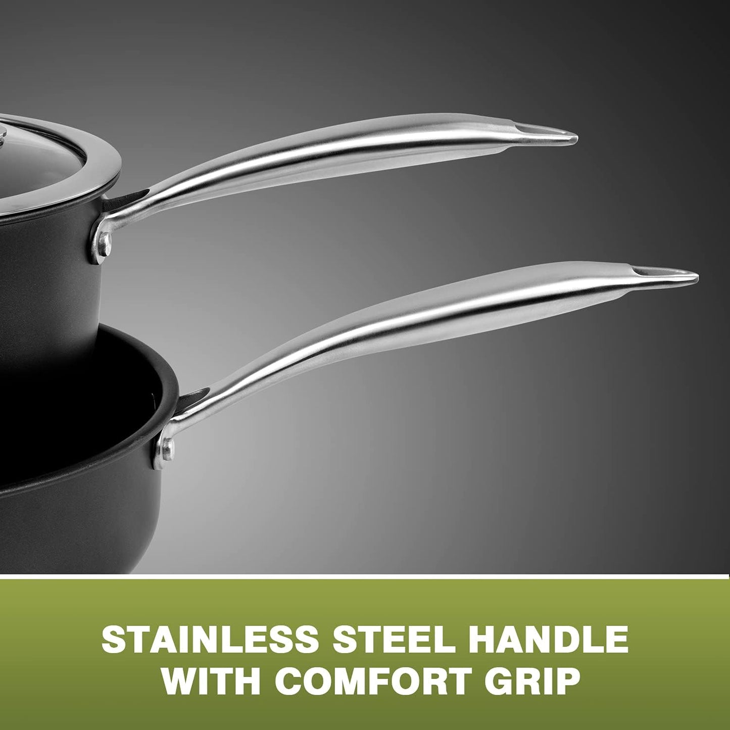 Induction Pots and Pans, Stainless Steel Pots And Pans Set 4pcs With Lid, Induction Cookware For Oven & Dishwasher Safe by MOMOSTAR