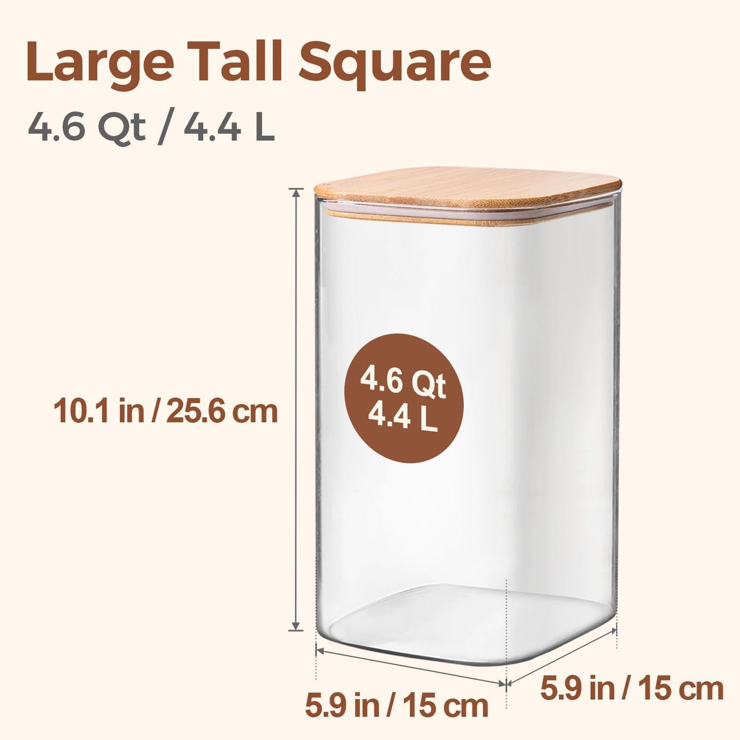 ComSaf 1.2 Gallon Wide Mouth Flour Sugar Storage Containers 2 Pcs, 4.6 Qt Glass Storage Containers with Lids, Large Pantry Glass Jar with Lid, Big Jars for Rice, Flour, Sugar, Cereal, Cookie, Coffee