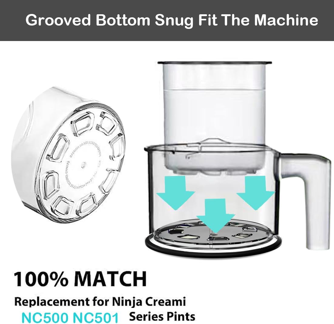 Ice Cream Containers Replacement Pints and Lids 24oz for Ninja Creami Compatible with NC500 NC501 Deluxe BPA-Free Dishwasher Safe Airtight Leaf-Proof 4 Pack Pink Green Blue Yellow