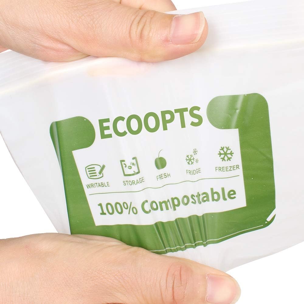 100% Compostable Snack Zip Bag | ECO-Friendly Small Storage Bags | Freezer Bag | Plant-Based BPA-free | Seal well for Cookie, Chips and Snack (1, Small)
