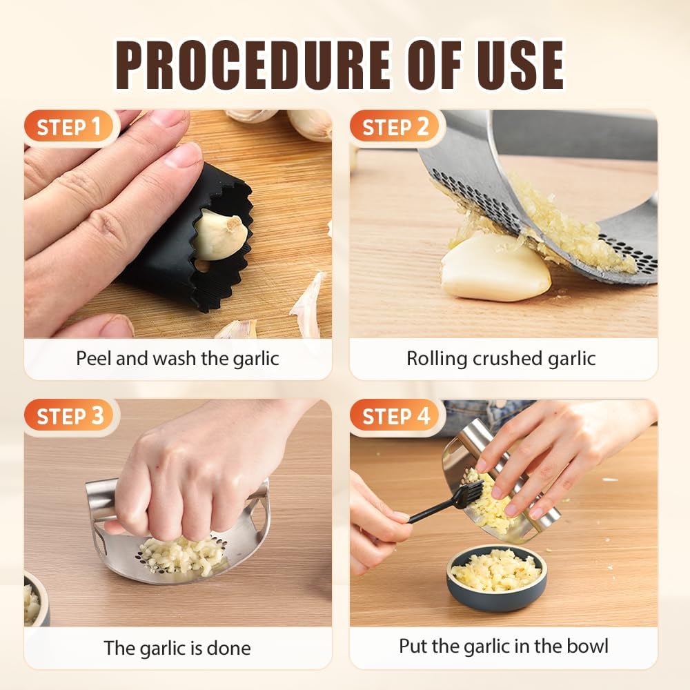 Stainless Steel Garlic Rocker,2025 New Stainless Steel Garlic Press,Garlic Press Rocker,Garlic Cutter (2)