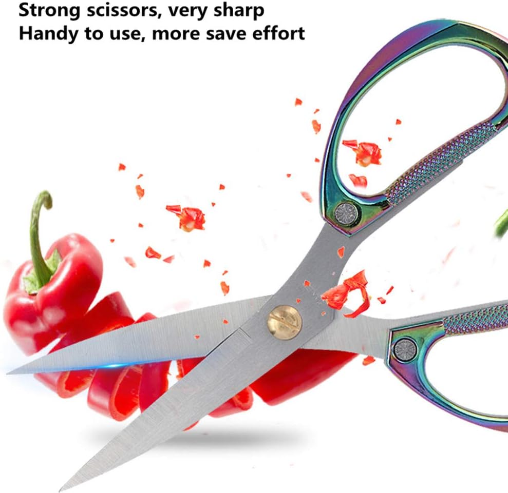 Multi-Purpose Kitchen Shears Scissors, Heavy Duty Stainless Steel Scissors with Strong Straight Edge Snips Golden Handle