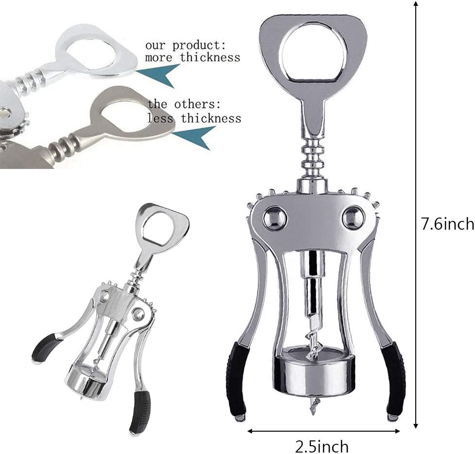 Foho Best Wing Corkscrew Wine Bottle Opener Luxury Waiter Corkscrew with Stopper Set for Wine Enthusiast Waiters - Sleeve Anchors