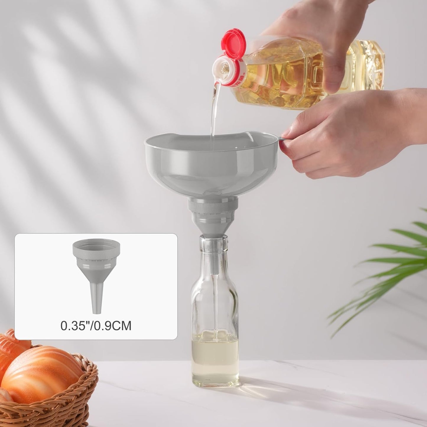 Pisol Wide Mouth Funnels for Kitchen Use, Versatile Food Grade Funnels for Filling Bottles, Plastic Cooking Funnel Set with Strainer, Large Long Neck Funnel for Canning, Mason Jar, Shampoo, Liquids