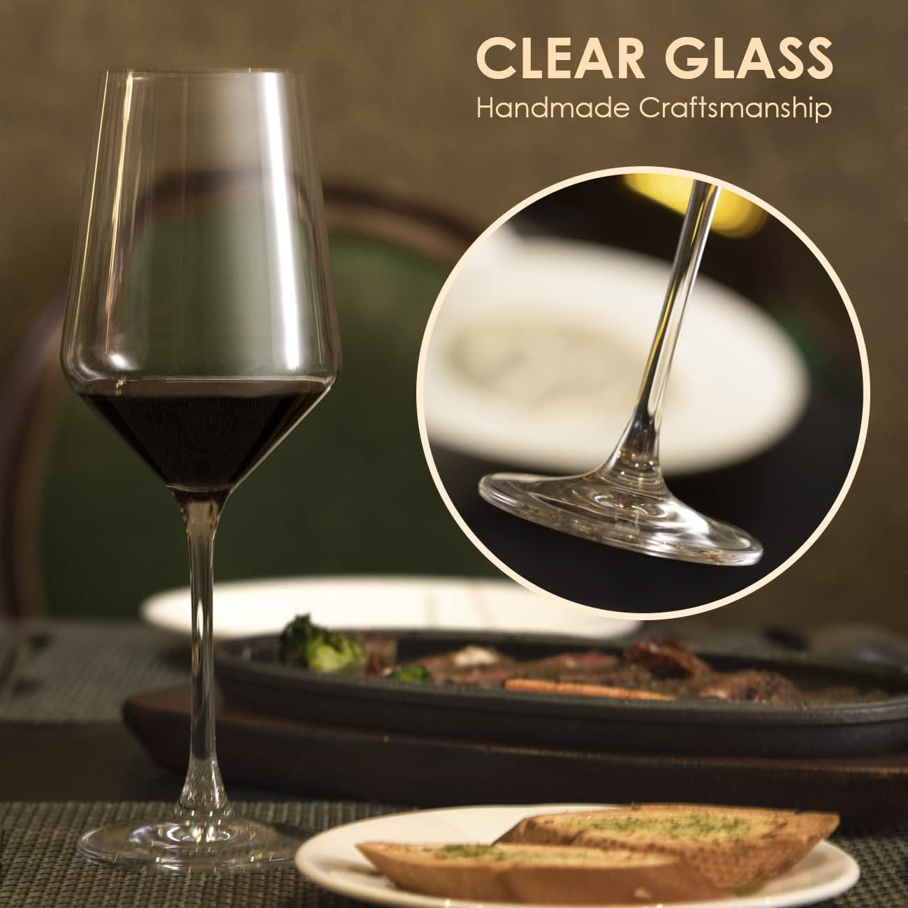 Wine Glasses Set of 6,Long Stem White/Red Wine glasses,14oz Hand Blown Premium Crystal Wine Glass,Gift Packing Burgundy Glasses