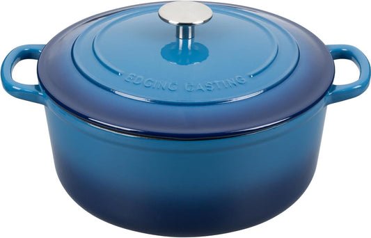 Enameled Cast Iron Dutch Oven Pot With Lid for Cooking, Bread Baking, Bread Oven, 5.5 Quart, Lake Blue