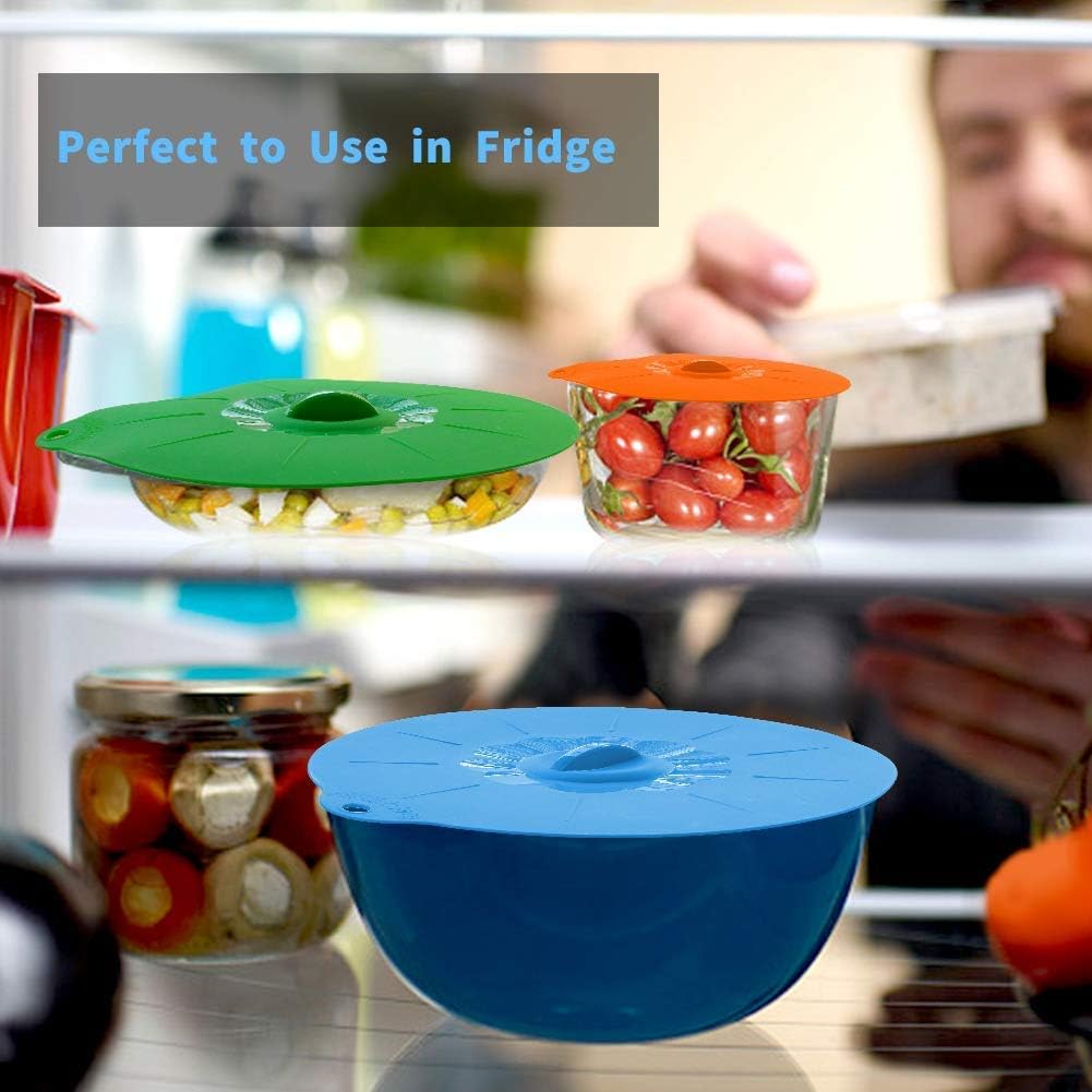 Silicone Lids Covers - Microwave Food Cover for Bowls,Cups,Pots,Pans Food Safe BPA Free Silicone Bowl Covers Easy to Clean and Storage
