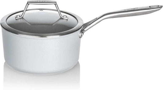 TECHEF - CeraTerra Collection, 2-quart Ceramic Nonstick Saucepan with Glass Lid (PTFE, PFAS, and PFOA Free), Made in Korea (2-quart)