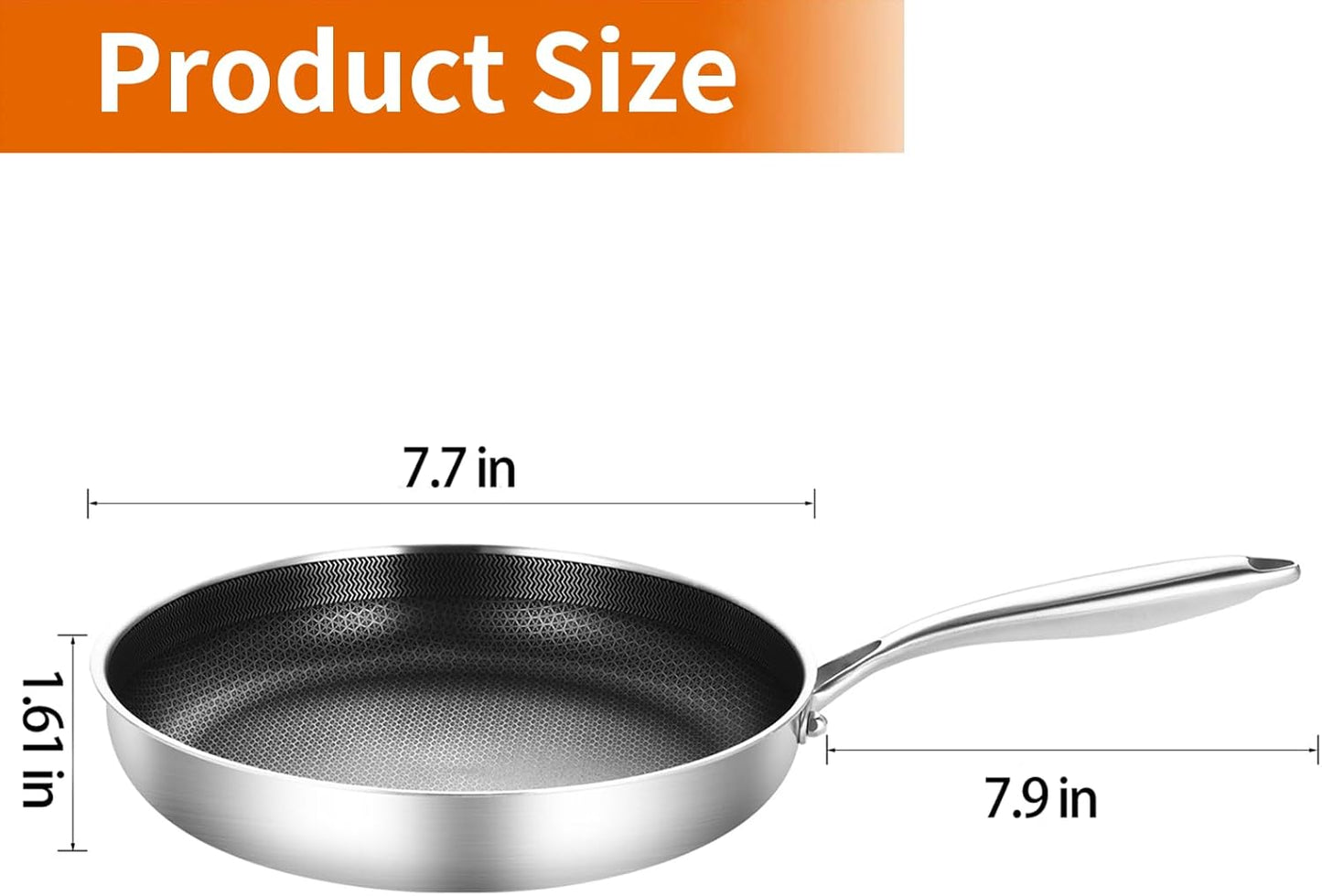 DELARLO Whole body Tri-Ply Stainless Steel 7.8 inch Mini Omelet Pans Nonstick Small Frying Pan, Oven safe induction skillet, Suitable for All Stove (Detachable Handle)