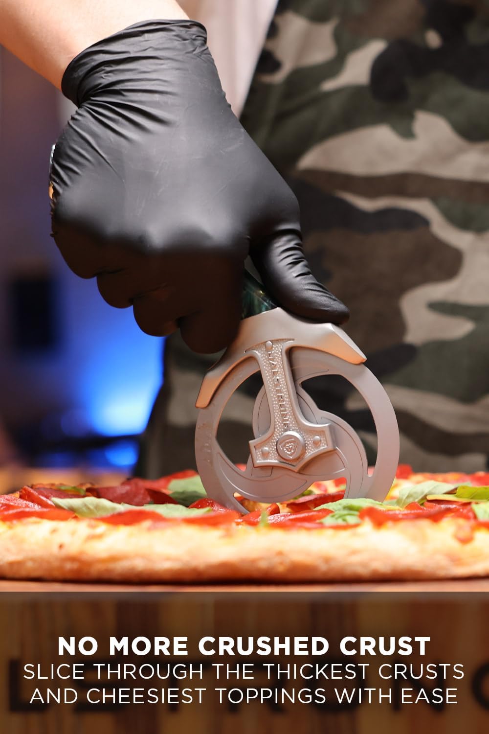 Dalstrong Pizza Wheel Cutter - Valhalla Series - The Orbit Razor - Heavy-Duty 5CR15MOV Stainless Steel - Resin & Wood Handle - Razor Sharp - Thumb Guard Protection & Blade Leather Sheath