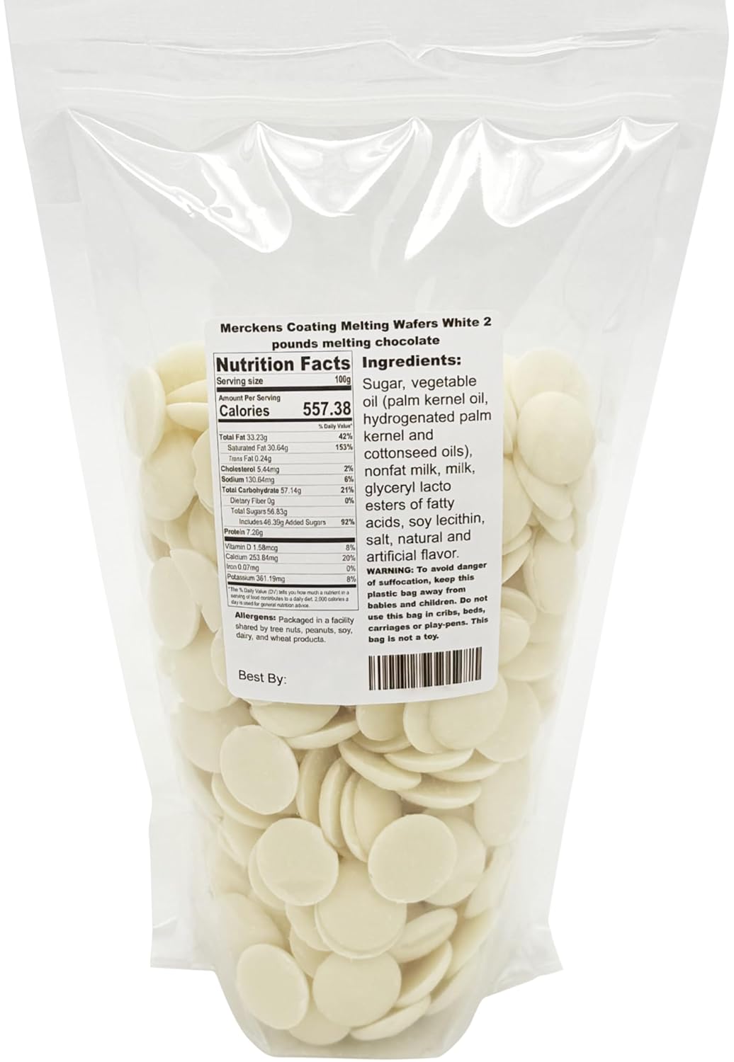 Merckens Coating Melting Wafers White melting chocolate, 2 pounds