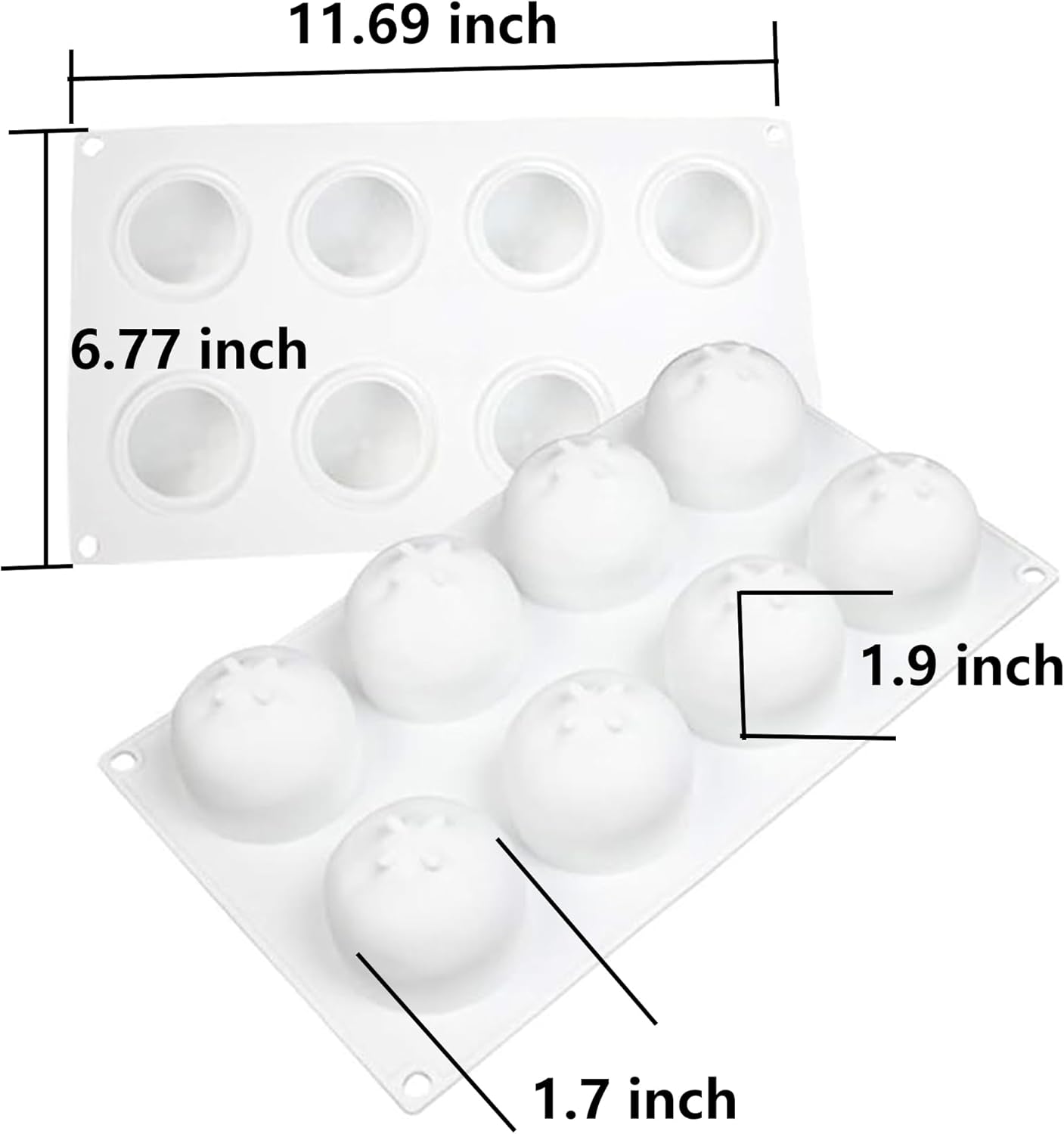 OCPO KITCHEN Orange Silicone Mold for Baking Mousse Cake, Chocolate, Fruit Dessert, Pudding, Jelly, Ice Cream Mould, Cake Decoration Mold, Non-Stick and Easy Release, 3D Orange Shape (8-Cavity)