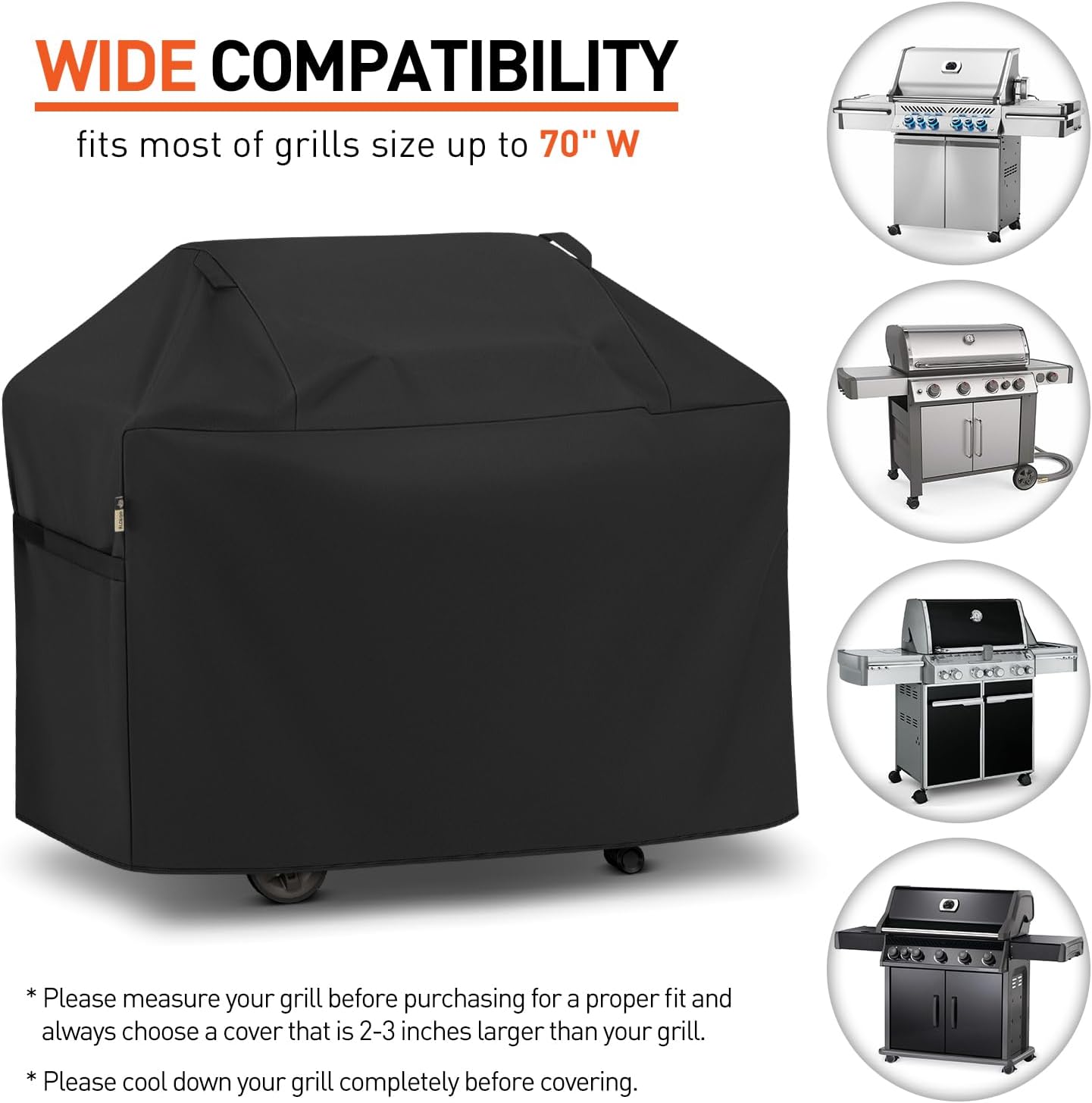72 Inch Grill Cover, Waterproof Large BBQ Gas Grill Cover Compatible with Weber, Durable and Rip Resistant, Fits for Charbroil Nexgrill Napoleon