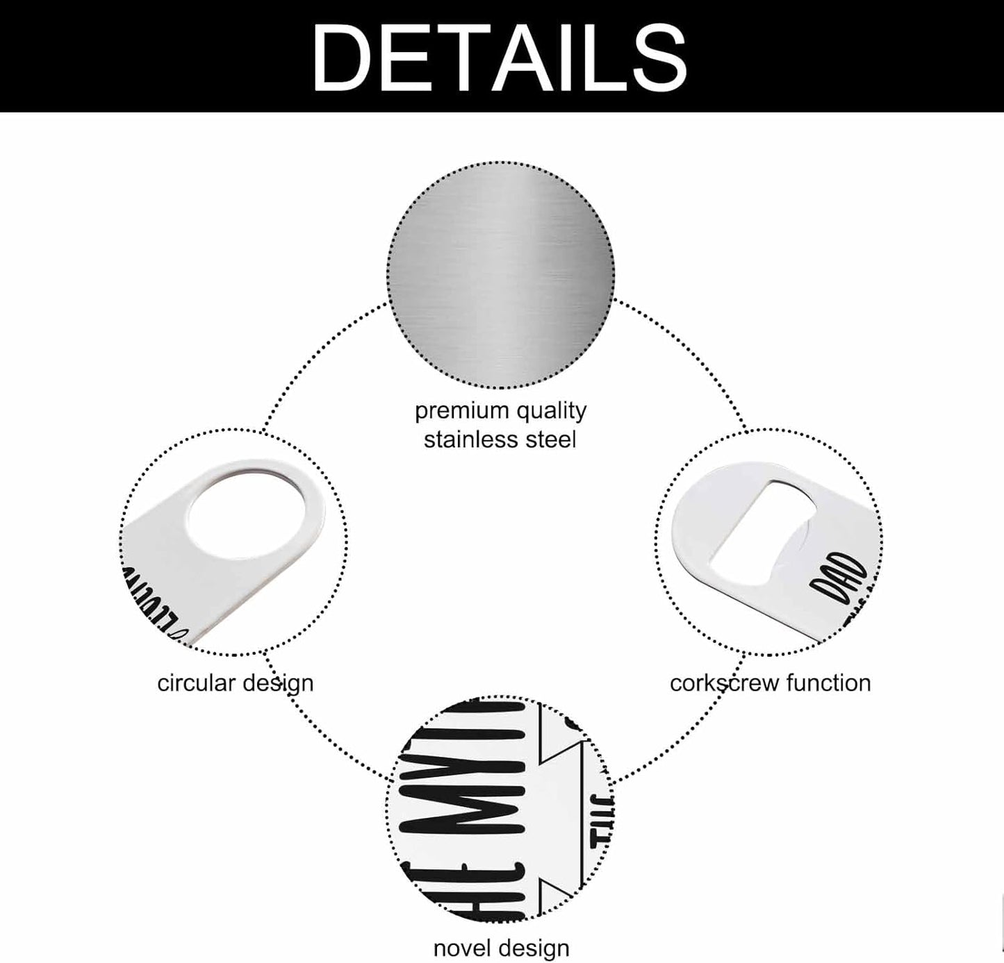 Dad Stainless Steel Bottle Opener The Man The Myth The Legend Flat Beer Bottle Opener Keychain for Home Kitchen Bar Restaurant Party Birthday Gift