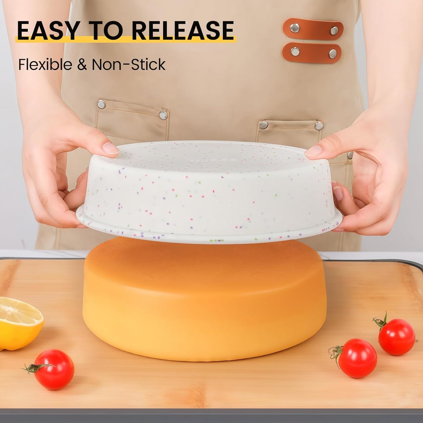 Vinino 6 Inch Silicone Round Cake Pan with Metal Reinforced Frame, Nonstick Silicone Springform Pan for Baking Suitable for Making Layers, Cheese & Chocolate Cakes