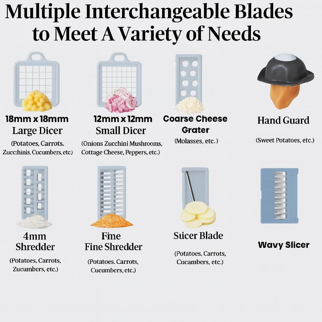 16-in-1 Vegetable Chopper, Mandoline Slicer and Food Processor - Kitchen Essentials for Effortless Food Prep - Includes Salad Spinner, Cheese Grater, Onion Chopper, French Fry Cutter, and More
