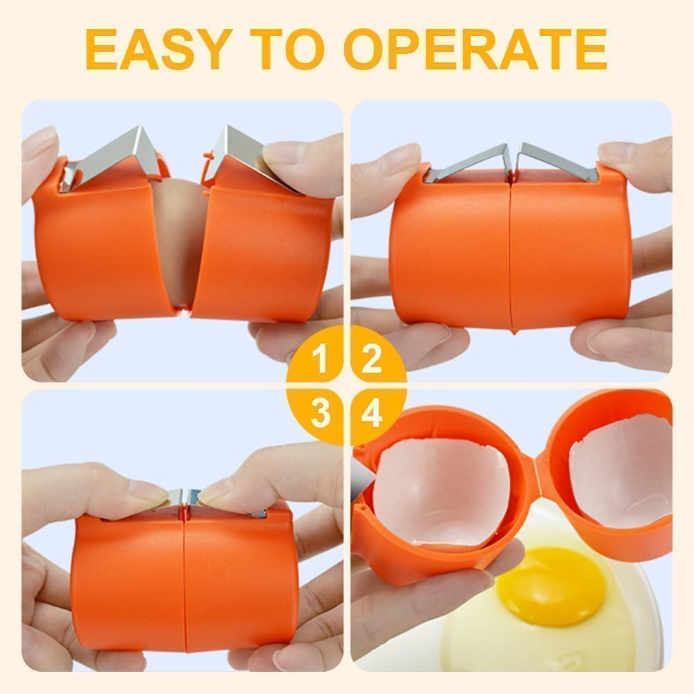 Egg Topper Cutter Tool Egg Cracker Tool Egg Shell Opener Hard Boiled Egg Peeler Egg Shell Opener for Hard Boiled Eggs Egg Cracker Tool For Eggs Kitchen Gadgets (2, Orange)